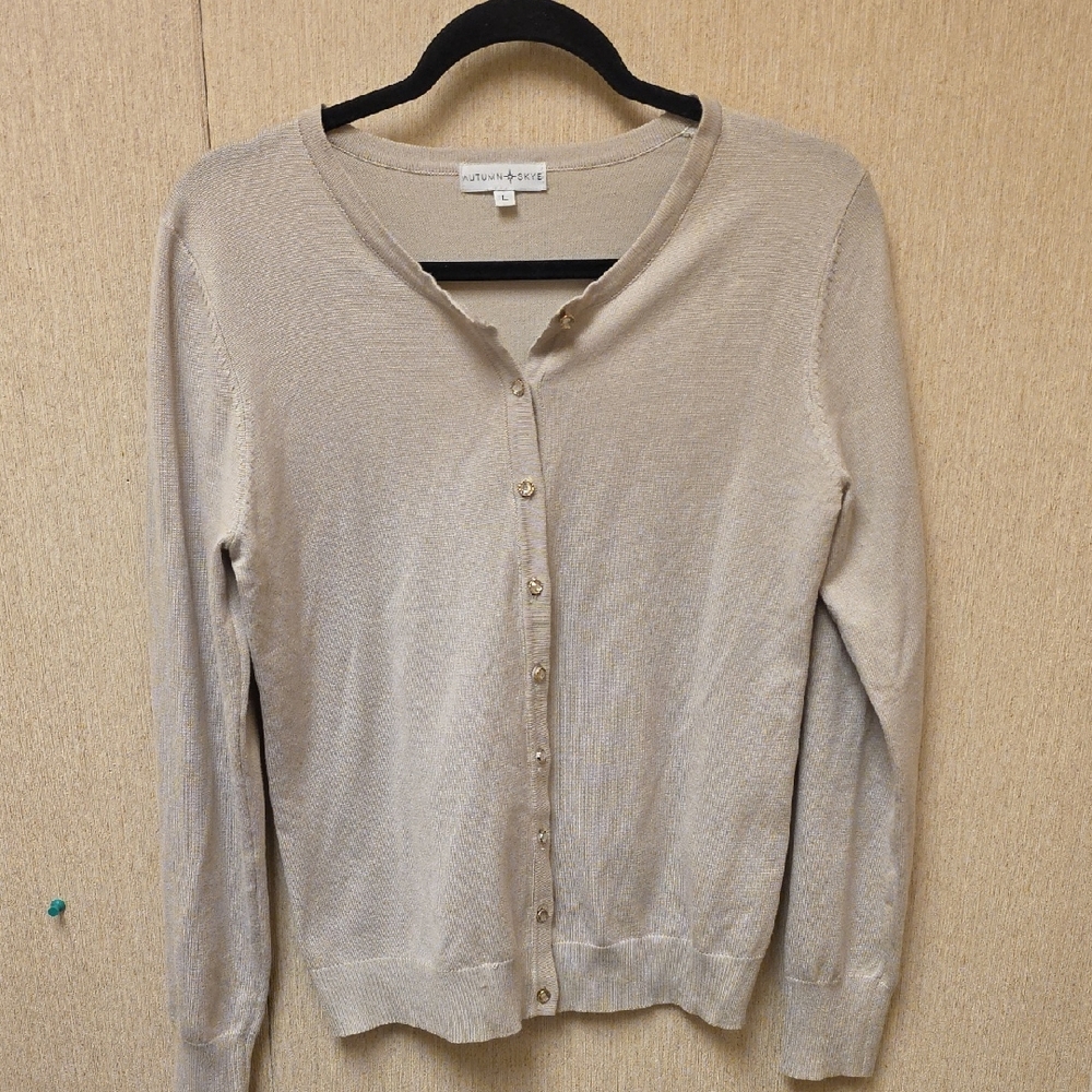 Light Tan Button-Up Cardigan
